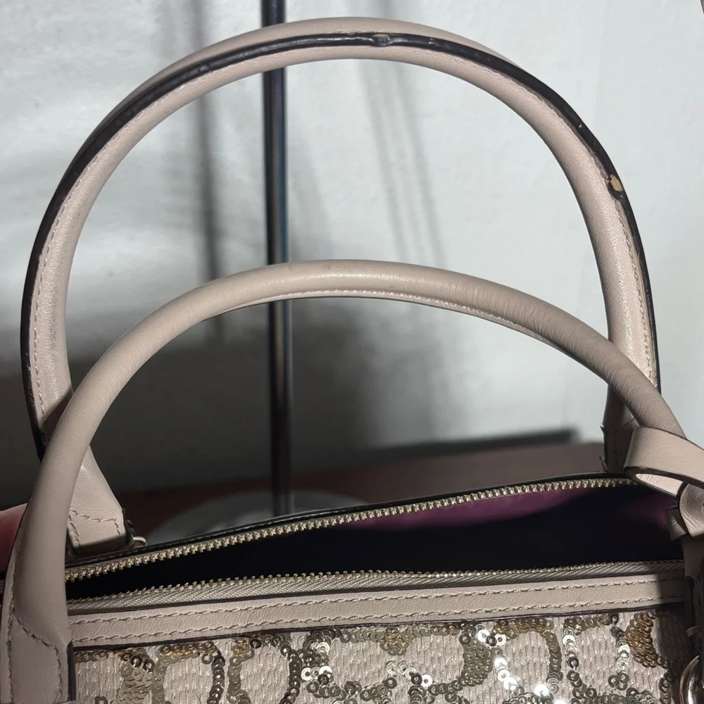 Coach Poppy 2013 East/West Satchel/Crossbody in Sequin w Satin Purple Inside - Picture 6 of 16